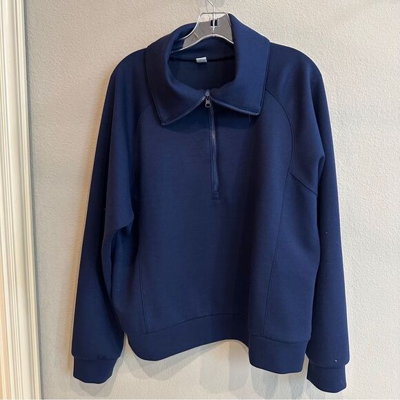 Anrabess | L | Classic Navy Women's Half-Zip Sweatshirt quarter zip pullover - Picture 1 of 6